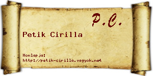 Petik Cirilla névjegykártya